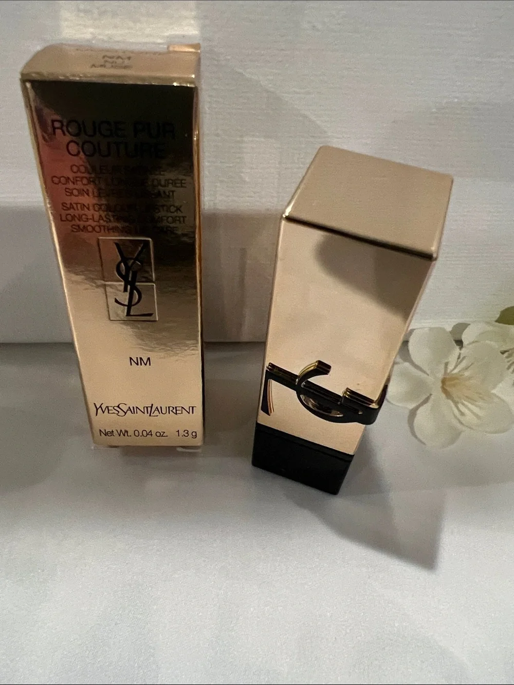 NIB YSL Rouge Pur Couture Satin Lipstick Travel Size (1.3 g)- Shade: NM Nu Muse